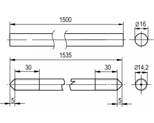 NE1202 | Вертикальный заземлитель, 1500 мм, D16 мм