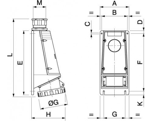 DIS51512556 | Розетка настенная IP67 125A 3P+E 400В