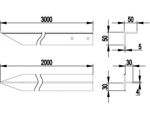 NE5503 | Вертикальный заземлитель из уголка 50х50х5 мм, 3000 мм