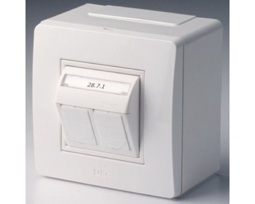 Коробка в сборе с 2 розетками RJ45, кат.5е (телефон / компьютер), белая 10656 | Коробка в сборе с 2 розетками RJ45, кат.5е (телефон / компьютер), белая