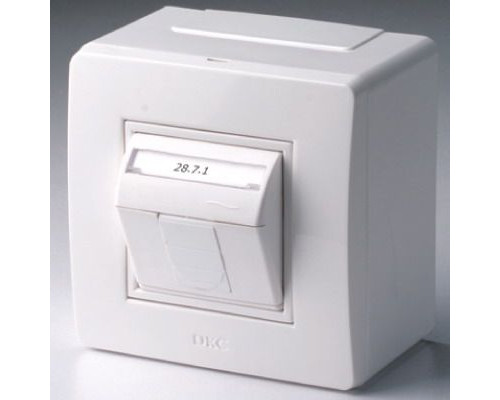 Коробка в сборе с 1 розеткой RJ45, кат.5е (телефон / компьютер), белая 10665 | Коробка в сборе с 1 розеткой RJ45, кат.5е (телефон / компьютер), белая