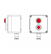 Взрывозащищенный пост управления из полиэстера CPE-P-03-(1xP1R(11)-1xLR(250))-1xKH2MHK(C)1Ex d e IIC Т5 Gb / Ex tb IIIC T95°C Db IP66/КЗ