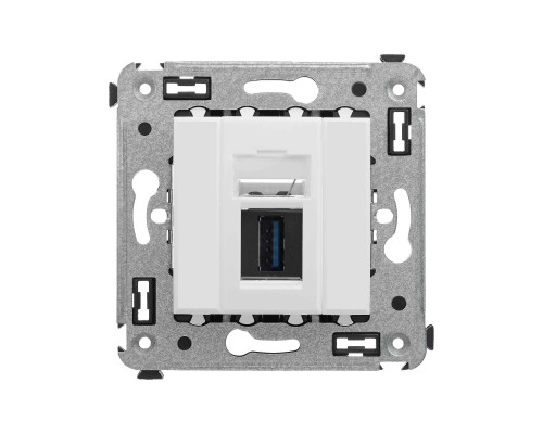 USB 3.0 розетка одинарная в стену, тип А-А, Avanti, Белое облако 4400303 | USB 3.0 розетка одинарная в стену, тип А-А, Avanti, Белое облако