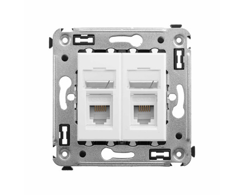 Телефонная розетка RJ-12 в стену двойная, Avanti, Белое облако 4400314 | Телефонная розетка RJ-12 в стену двойная, Avanti, Белое облако