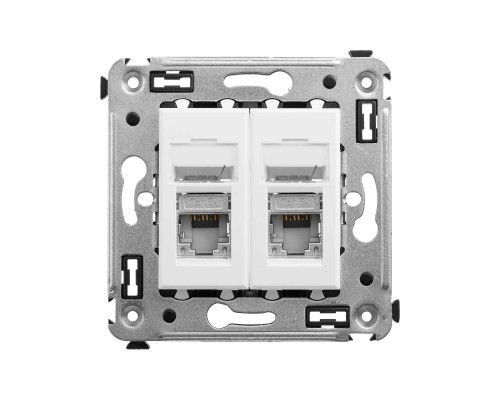 Компьютерная розетка RJ-45 в стену, категория 5e двойная экранированная, Avanti, Белое облако 4400364 | Компьютерная розетка RJ-45 в стену, кат.5e двойная экранированная, Avanti, Белое облако