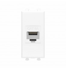 Компьютерная розетка RJ-45 без шторки модульная , кат.6А, Avanti, Белое облако, 1 модуль