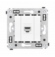 Компьютерная розетка RJ-45 без шторки в стену, кат.6А одинарная, Avanti, Белое облако