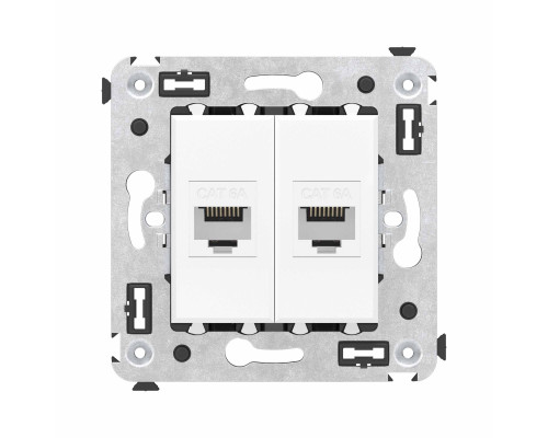 Компьютерная розетка RJ-45 без шторки в стену, кат.6А двойная, Avanti, Белое облако 4400674 | Компьютерная розетка RJ-45 без шторки в стену, кат.6А двойная, Avanti, Белое облако