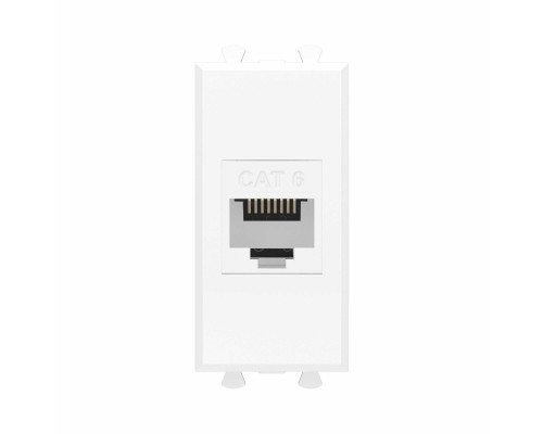Компьютерная розетка RJ-45 без шторки модульная, кат.6, Avanti, Белое облако, 1 модуль 4400691 | Компьютерная розетка RJ-45 без шторки модульная, кат.6, Avanti, Белое облако, 1 модуль