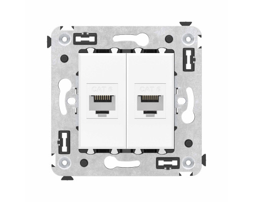 Компьютерная розетка RJ-45 без шторки в стену, кат.6 двойная, Avanti, Белое облако 4400694 | Компьютерная розетка RJ-45 без шторки в стену, кат.6 двойная, Avanti, Белое облако
