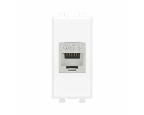 Компьютерная розетка RJ-45 без шторки модульная, кат.6 экранированная, Avanti, Белое облако, 1 модуль 4400791 | Компьютерная розетка RJ-45 без шторки модульная, кат.6 экранированная, Avanti, Белое облако, 1 модуль