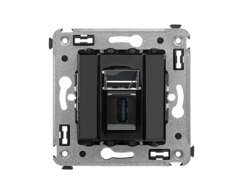 USB 3.0 розетка одинарная в стену, тип А-А, Avanti, Черный квадрат 4402303 | USB 3.0 розетка одинарная в стену, тип А-А, Avanti, Черный квадрат