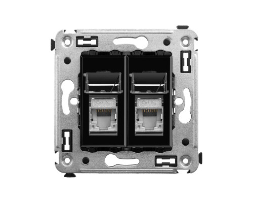 Компьютерная розетка RJ-45 в стену, категория 5e двойная экранированная,Avanti, Черный квадрат 4402364 | Компьютерная розетка RJ-45 в стену, кат.5e двойная экранированная,Avanti, Черный квадрат