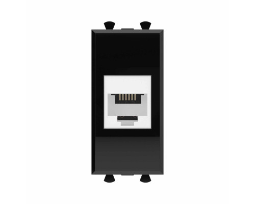 Телефонная розетка RJ-12 без шторки модульная, Avanti, Черный квадрат, 1 модуль 4402611 | Телефонная розетка RJ-12 без шторки модульная, Avanti, Черный квадрат, 1 модуль