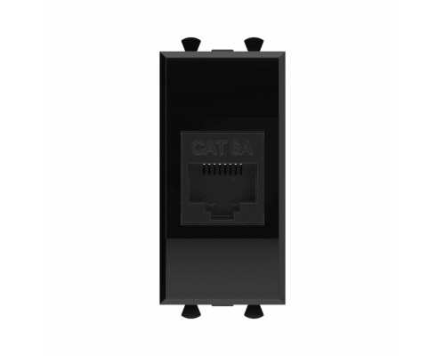 Компьютерная розетка RJ-45 без шторки модульная, кат.6А, Avanti, Черный квадрат, 1 модуль 4402671 | Компьютерная розетка RJ-45 без шторки модульная, кат.6А, Avanti, Черный квадрат, 1 модуль