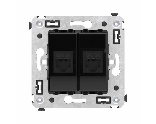 Компьютерная розетка RJ-45 без шторки в стену, кат.6А двойная, Avanti, Черный квадрат 4402674 | Компьютерная розетка RJ-45 без шторки в стену, кат.6А двойная, Avanti, Черный квадрат
