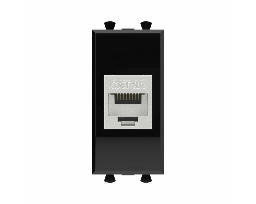 Компьютерная розетка RJ-45 без шторки модульная, кат.6А экранированная, Avanti, Черный квадрат, 1 модуль 4402771 | Компьютерная розетка RJ-45 без шторки модульная, кат.6А экранированная, Avanti, Черный квадрат, 1 модуль