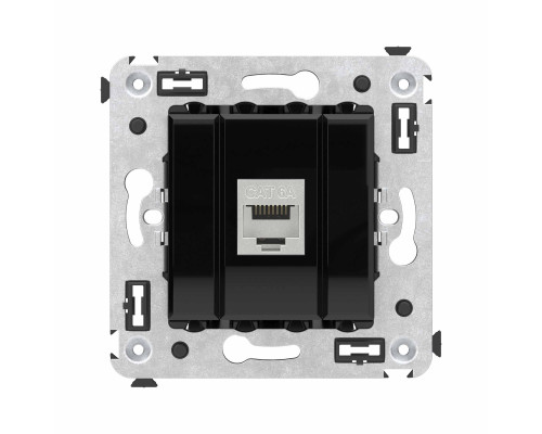 Компьютерная розетка RJ-45 без шторки в стену, кат.6А одинарная экранированная, Avanti, Черный квадрат 4402773 | Компьютерная розетка RJ-45 без шторки в стену, кат.6А одинарная экранированная, Avanti, Черный квадрат