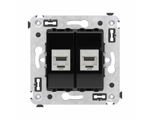 Компьютерная розетка RJ-45 без шторки в стену, кат.6А двойная экранированная, Avanti, Черный квадрат 4402774 | Компьютерная розетка RJ-45 без шторки в стену, кат.6А двойная экранированная, Avanti, Черный квадрат