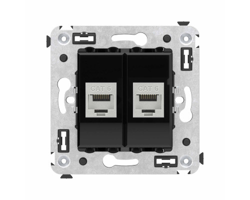 Компьютерная розетка RJ-45 без шторки в стену, кат.6 двойная экранированная, Avanti, Черный квадрат 4402794 | Компьютерная розетка RJ-45 без шторки в стену, кат.6 двойная экранированная, Avanti, Черный квадрат
