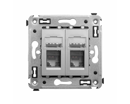 Компьютерная розетка RJ-45 в стену, кат.6А двойная, Avanti, Закаленная сталь 4404374 | Компьютерная розетка RJ-45 в стену, кат.6А двойная, Avanti, Закаленная сталь