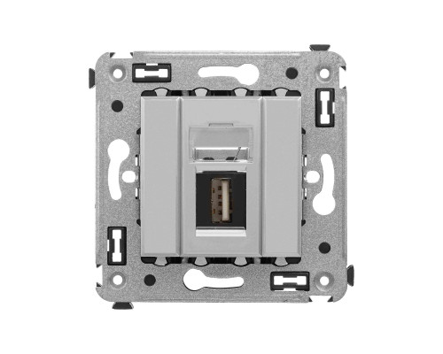USB 2.0 розетка одинарная в стену, тип А-А, Avanti, Закаленная сталь 4404403 | USB 2.0 розетка одинарная в стену, тип А-А, Avanti, Закаленная сталь