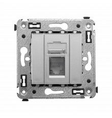 Компьютерная розетка RJ-45 в стену, категория 5e одинарная,Avanti,Закаленная сталь