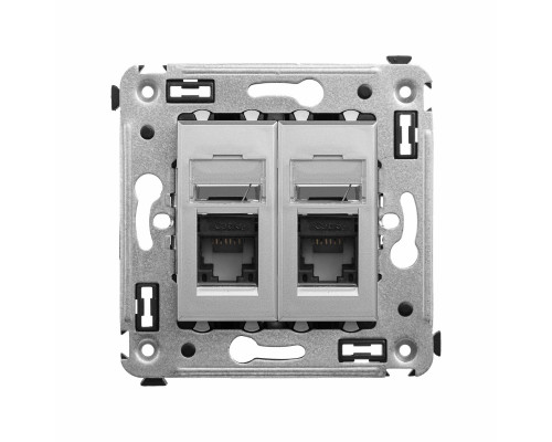 Компьютерная розетка RJ-45 в стену, категория 5e двойная, Avanti,Закаленная сталь 4404464 | Компьютерная розетка RJ-45 в стену, кат.5e двойная, Avanti,Закаленная сталь
