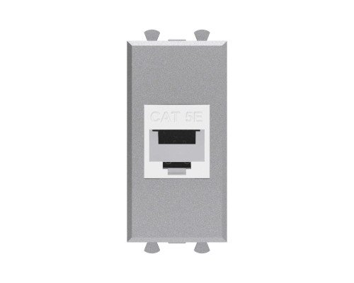 Компьютерная розетка RJ-45 без шторки модульная, кат.5е, Avanti, Закаленная сталь, 1 модуль 4404661 | Компьютерная розетка RJ-45 без шторки модульная, кат.5е, Avanti, Закаленная сталь, 1 модуль
