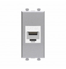 Компьютерная розетка RJ-45 без шторки модульная, кат.6А, Avanti, Закаленная сталь, 1 модуль