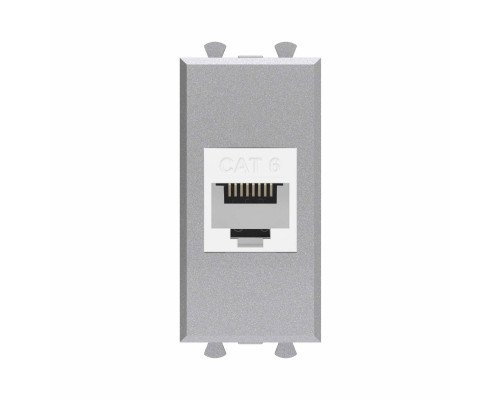 Компьютерная розетка RJ-45 без шторки модульная, кат.6, Avanti, Закаленная сталь, 1 модуль 4404691 | Компьютерная розетка RJ-45 без шторки модульная, кат.6, Avanti, Закаленная сталь, 1 модуль
