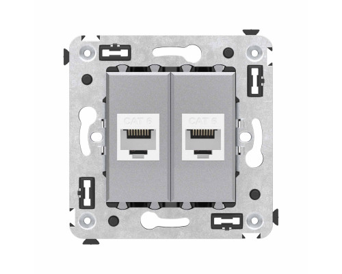 4404694 | Компьютерная розетка RJ-45 без шторки в стену, кат.6 двойная, Avanti, Закаленная сталь