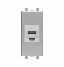 Компьютерная розетка RJ-45 без шторки модульная, кат.6А экранированная, Avanti, Закаленная сталь, 1 модуль