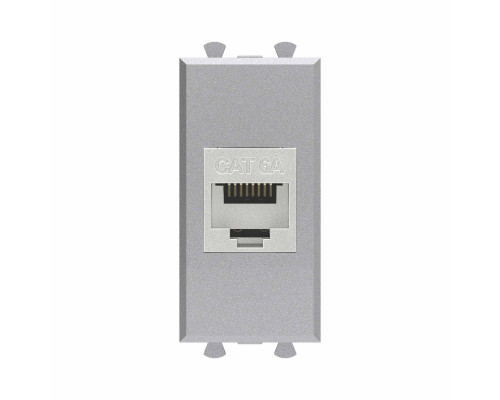 Компьютерная розетка RJ-45 без шторки модульная, кат.6А экранированная, Avanti, Закаленная сталь, 1 модуль 4404771 | Компьютерная розетка RJ-45 без шторки модульная, кат.6А экранированная, Avanti, Закаленная сталь, 1 модуль