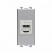 Компьютерная розетка RJ-45 без шторки модульная, кат.6 экранированная, Avanti, Закаленная сталь, 1 модуль