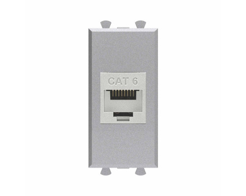 Компьютерная розетка RJ-45 без шторки модульная, кат.6 экранированная, Avanti, Закаленная сталь, 1 модуль 4404791 | Компьютерная розетка RJ-45 без шторки модульная, кат.6 экранированная, Avanti, Закаленная сталь, 1 модуль
