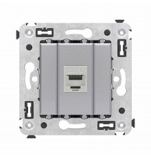 Компьютерная розетка RJ-45 без шторки в стену, кат.6 одинарная экранированная, Avanti, Закаленная сталь