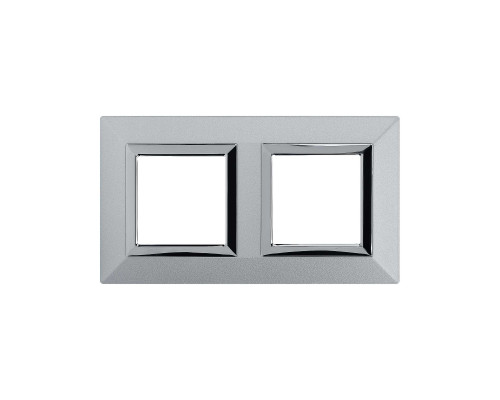 Рамка из металла, Avanti, светло-серебристая, 2 поста (4 мод.) 4404854 | Рамка из металла, Avanti, светло-серебристая, 2 поста (4 мод.)
