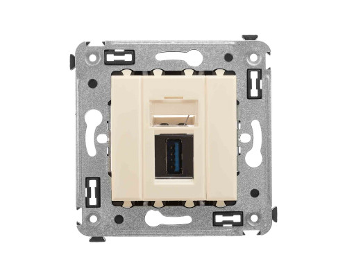 USB 3.0 розетка одинарная в стену, тип А-А, Avanti, Ванильная дымка 4405303 | USB 3.0 розетка одинарная в стену, тип А-А, Avanti, Ванильная дымка