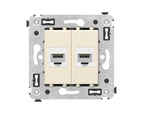 Компьютерная розетка RJ-45 без шторки в стену, кат.5е двойная, Avanti, Ванильная дымка 4405664 | Компьютерная розетка RJ-45 без шторки в стену, кат.5е двойная, Avanti, Ванильная дымка