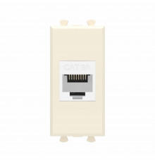 Компьютерная розетка RJ-45 без шторки модульная, кат.6А, Avanti, Ванильная дымка, 1 модуль