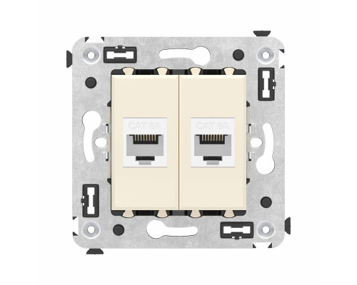 4405674 | Компьютерная розетка RJ-45 без шторки в стену, кат.6А двойная, Avanti, Ванильная дымка