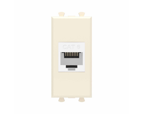 Компьютерная розетка RJ-45 без шторки модульная, кат.6, Avanti, Ванильная дымка, 1 модуль 4405691 | Компьютерная розетка RJ-45 без шторки модульная, кат.6, Avanti, Ванильная дымка, 1 модуль