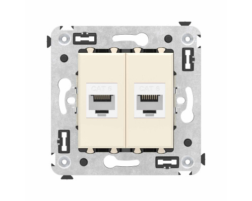 Компьютерная розетка RJ-45 без шторки в стену, кат.6 двойная, Avanti, Ванильная дымка 4405694 | Компьютерная розетка RJ-45 без шторки в стену, кат.6 двойная, Avanti, Ванильная дымка