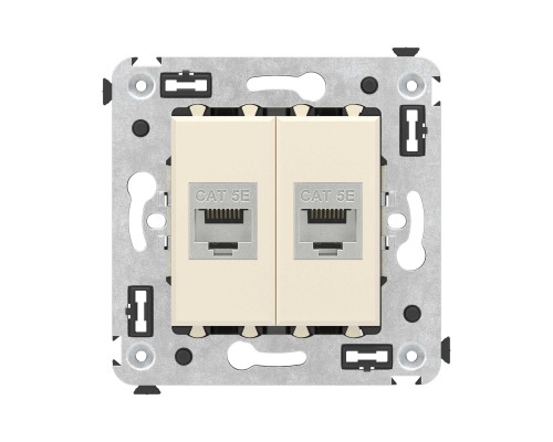 Компьютерная розетка RJ-45 без шторки в стену, категория 5e двойная экранированная, Avanti, Ванильная дымка 4405764 | Компьютерная розетка RJ-45 без шторки в стену, кат.5e двойная экранированная, Avanti, Ванильная дымка
