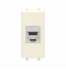 Компьютерная розетка RJ-45 без шторки модульная, кат.6А экранированная, Avanti, Ванильная дымка, 1 модуль
