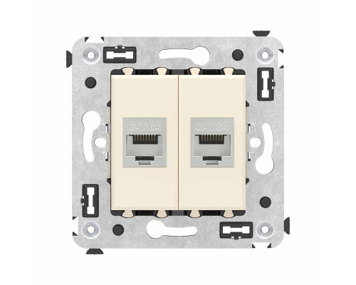 Компьютерная розетка RJ-45 без шторки в стену, кат.6А двойная экранированная, Avanti, Ванильная дымка 4405774 | Компьютерная розетка RJ-45 без шторки в стену, кат.6А двойная экранированная, Avanti, Ванильная дымка