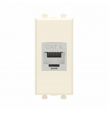 Компьютерная розетка RJ-45 без шторки модульная, кат.6 экранированная, Avanti, Ванильная дымка, 1 модуль