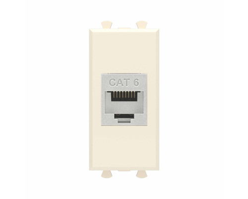 Компьютерная розетка RJ-45 без шторки модульная, кат.6 экранированная, Avanti, Ванильная дымка, 1 модуль 4405791 | Компьютерная розетка RJ-45 без шторки модульная, кат.6 экранированная, Avanti, Ванильная дымка, 1 модуль