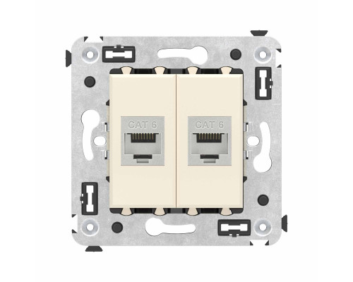 Компьютерная розетка RJ-45 без шторки в стену, кат.6 двойная экранированная, Avanti, Ванильная дымка 4405794 | Компьютерная розетка RJ-45 без шторки в стену, кат.6 двойная экранированная, Avanti, Ванильная дымка